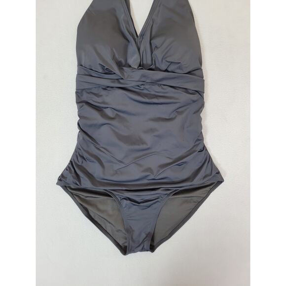 HEYTALALA Womens One Piece Swimsuit Tummy Control Push Up V Neck Tie Back Medium - Picture 5 of 9